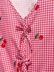 SHEIN Tween Girls 2pcs/Set Red And White Gingham Tank Top, Fitted Soft, Summer, Casual Cute 80s, Outfit, Holiday Matching Family Trip Cheer - Multicolor - View 7
