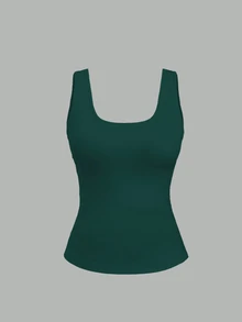 Flirla Plus Size Women Summer Short Square Neck Pleated Casual Tank Top - Multicolor - View 3