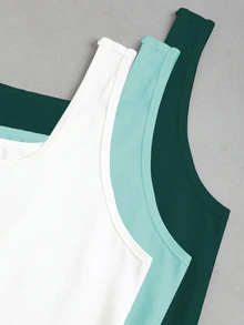 Flirla Plus Size Women Summer Short Square Neck Pleated Casual Tank Top - Multicolor - View 7
