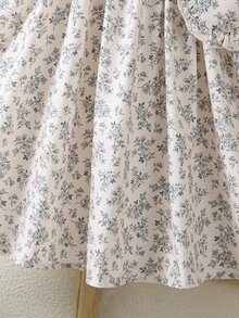 SHEIN Girls Cute Floral Bow Lace Ruffle Trim Dress, Suitable For Daily Outings, Travel And Vacation - Multicolor - View 6