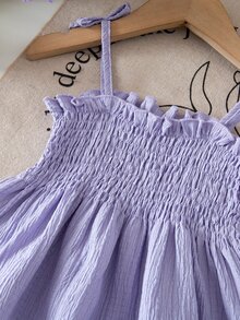 SHEIN Baby Girl Solid Color Woven Camisole And Elastic Waist Pants Set - Purple - View 6