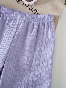 SHEIN Baby Girl Solid Color Woven Camisole And Elastic Waist Pants Set - Purple - View 8