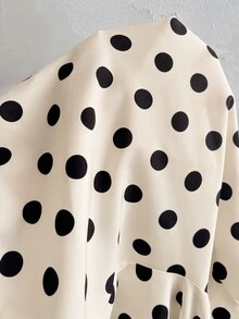 SHEIN Frenchy 女士波点印花V领无袖阔腿连体裤 - 黑與白 - 查看 8