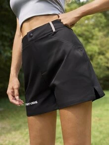In My Nature Women's Letter Print Outdoor Shorts - Black - View 5