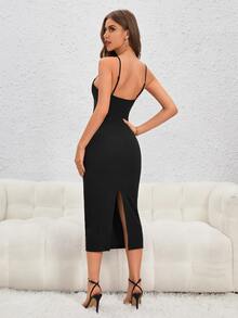 Firerie Contrast Lace Cami Dress - Black - View 2