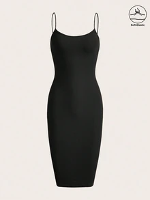 Firerie Solid Base Cami Bodycon Dress-Black - Black - View 5