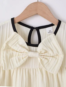 SHEIN Tween Girls 2pcs/Set Black And White,Summer,Casual 80s Preppy,Tea Party School Cheer Outfit, Holiday Outfits, Comfortable, Daily, Cute - Apricot - View 3