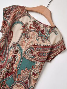 EMERY ROSE Women's Paisley Print Pattern Shirt And Solid Color Trousers Set - Multicolor - View 4