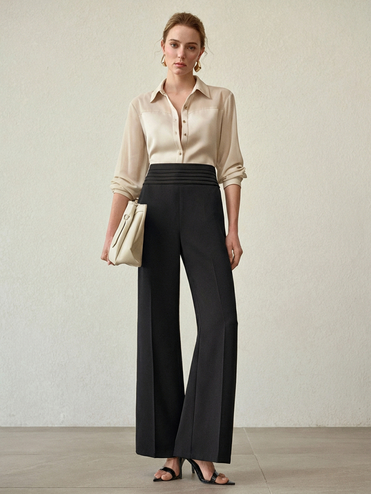 MOTF PREMIUM ELEGANT SEAM FRONT HIGH WAIST PANTS, SPRING/SUMMER - Black - View 5