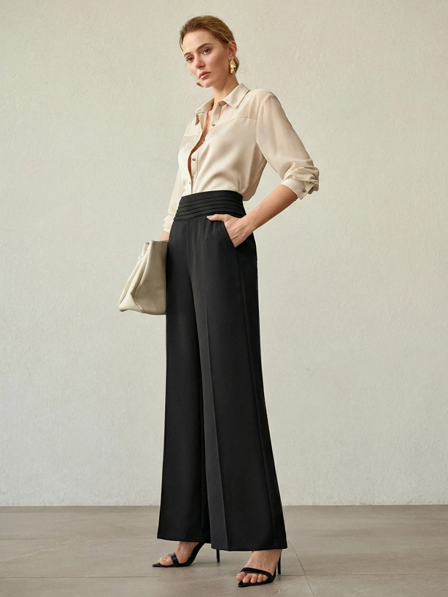 MOTF PREMIUM ELEGANT SEAM FRONT HIGH WAIST PANTS, SPRING/SUMMER - Black - View 2