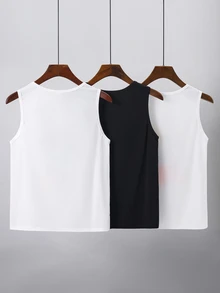 SHEIN 3PCS Teen Boys Tanks - Multicolor - View 2