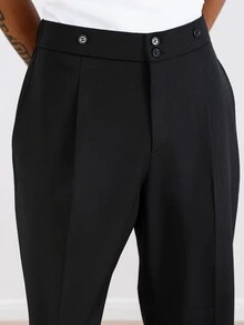 TOKVUE Pantalones rectos con campana negros formales para hombres - Negro - Ver 6