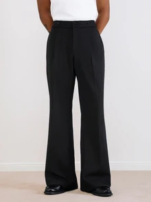 TOKVUE Pantalones rectos con campana negros formales para hombres - Negro - Ver 3