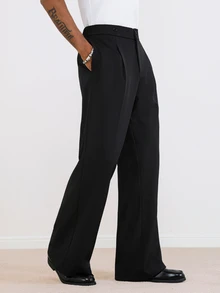 TOKVUE Pantalones rectos con campana negros formales para hombres - Negro - Ver 5