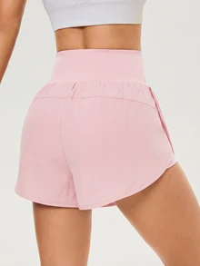 SHEIN Sports Light Pink Casual Slim-Fit Shorts With Lining - Pink - View 3