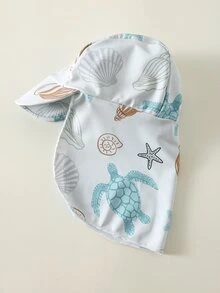 SHEIN 3件套男女宝宝休闲夏季度假海龟印花长袖短裤套装，含遮阳帽，适合春夏季穿着，居家、外出、旅行、海滩、泳池、派对等场合。 - 彩色 - 查看 9