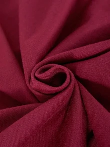 SHEIN Tween Girls 2pcs/Set Round Neck Casual Hoodie Set,Burgundy Autumn Back-To-School Embroidery Zip-Up Short Sleeve Cropped Sweatshirt&Loose Fit Pants - Burgundy - View 6