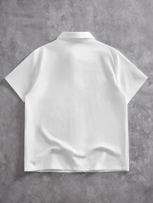 ROMWE MEN Street Life Teen Boy Summer Casual Snake Print Collared Shirt - White - View 2
