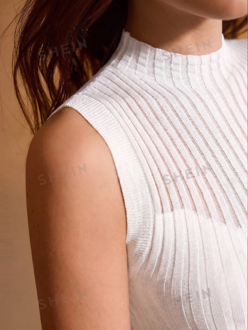 MOTF WOMEN'S SLEEVELESS RIBBED KNIT TOP BRUNCH TEA PARTY OFF-WHITE SUMMER ELEGANT