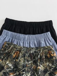 SHEIN 3 Pc Teen Boy Loose Casual Woven Shorts,Summer Streetwear Basic Versatile Solid Color Sports Workwear Multi-Color Multi Piece Set For Spring Summer - Multicolor - View 3