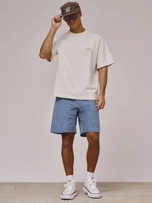Musero Oversized Crew Neck Short Sleeve Dropped Shoulder "RIVIERA" Lemon Graphic Print Tshirt Spring Summer Holiday Essentials - Camel - View 5