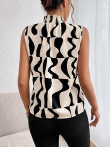 Firerie Blusa sin mangas de cuello de pico con estampado total, blusas sin mangas - Multicolor - Ver 2
