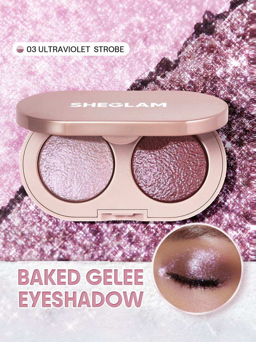 SHEGLAM Prismalight Baked Gelee Eyeshadow Duo-03 Ultraviolet Strobe Brand Beauty Cosmetic Makeup For Women And Girls - 03 Ultraviolet Strobe - View 1