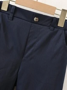SHEIN Coolqubz Tween Boys' Solid Color Casual Shorts - Navy Blue - View 4