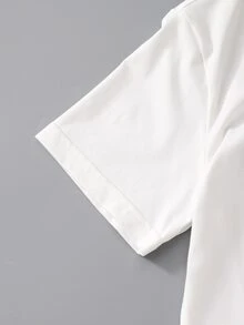 Tween Girls 2pcs/Set Short Sleeve Round Neck White T-Shirt + Casual Striped Straight Pants Comfortable, Summer, Outfit, Daily - Black - View 5