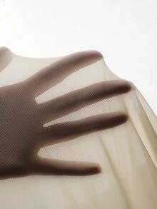 MaterniChic 孕妇时尚派对纯色不对称肩部修身连衣裙 - 杏色 - 查看 9
