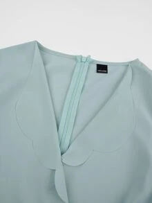 Yasmyna 女士春夏绿色梭织长袖印花荷叶边领优雅浪漫阿拉伯连衣裙 - 綠色 - 查看 9