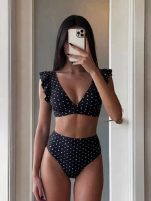 Swim Basics 女士两件套热带波点印花休闲比基尼套装 - 彩色 - 查看 1