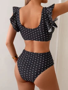 Swim Basics 女士两件套热带波点印花休闲比基尼套装 - 彩色 - 查看 3