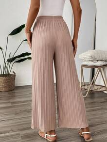 SHEIN LUNE Women's Casual Patterned Textured Fabric 3/4 Pants, Dusty Pink Color, Suitable For Back To School Vacation Season And Teacher Uniform Autumn - Apricot - View 2