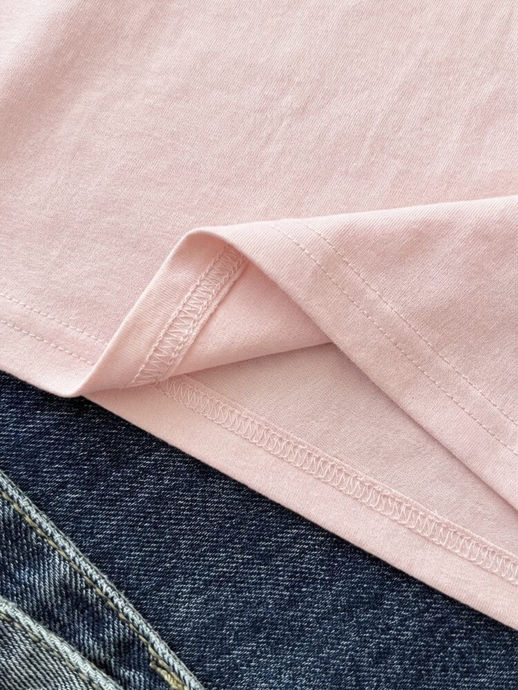 Tween Girls' Blush Pink Solid Color Fitted Top,Summer Casual Party High Neck Off-Shoulder Design,Elegant Dancewear Versatile Cute Top For Vacation - Pink - View 5