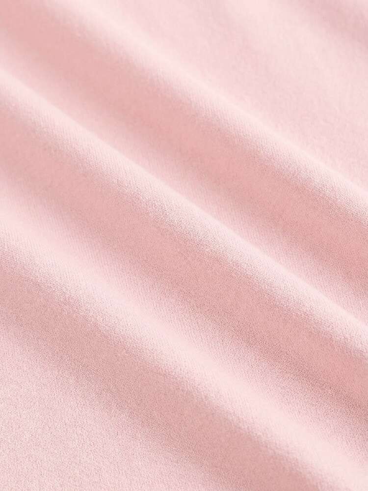 Tween Girls' Blush Pink Solid Color Fitted Top,Summer Casual Party High Neck Off-Shoulder Design,Elegant Dancewear Versatile Cute Top For Vacation - Pink - View 8