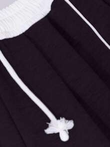 SHEIN 1pc Tween Girl Loose Casual Sports Sweatpants, Solid Color Fall Winter - Black - View 5