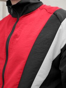 LEOGASHI LEOGASHI Men's Contrast Color Stand Collar Zip-Up Casual Long Sleeve Jacket Y2k Jacket Men - Black - View 3
