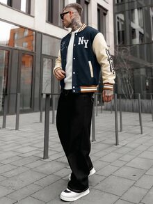 Artur Kramer Men's Long Sleeve Printed Simple Daily Baseball Jacket Outerwear, Fall - Multicolor - View 3