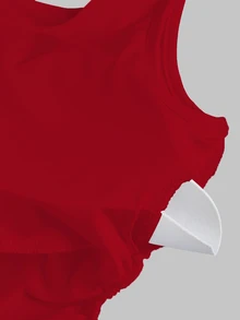 Sweetra Square Neck Sleeveless Slim Fit Casual Tank Top - Red - View 6