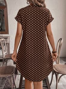 EMERY ROSE Women's Simple Versatile Polka Dot Print Button Dress - Multicolor - View 3