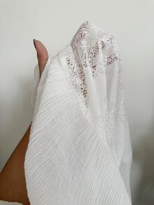 CovetEZ 新品春夏波希米亞風熱帶休閒仙女風鄉村風蕾絲拼接紋理大尺碼連身裙 全白茶會風 - 白色 - 查看 8