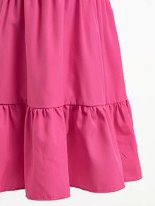 SHEIN 2pcs/Set Girls' Spaghetti Strap Short Dress, Layered Patchwork Hem, Baby Pink White, Summer, Fairy Princess, Knit, Fitted, 7th Birthday 3rd Birthday - Multicolor - View 6