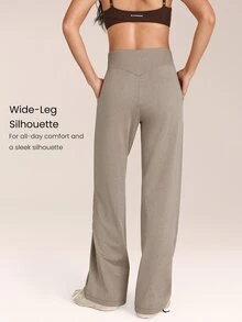 GLOWMODE 30" CloudKnit Soft Life Pants Wide-Leg Adjustable Drawstring Waist Side Slip Pockets Relaxed Fit Joggers Daily Casual Street Wear - Khaki - View 2