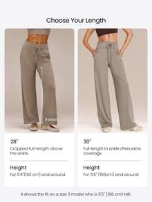 GLOWMODE 30" CloudKnit Soft Life Pants Wide-Leg Adjustable Drawstring Waist Side Slip Pockets Relaxed Fit Joggers Daily Casual Street Wear - Khaki - View 6