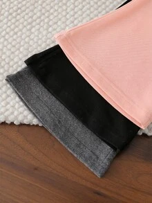 SHEIN Genkimix Kids 3pcs/Set Girls Basic Black, Dark Grey & Pink High Waist Flare Pants, Suitable For Autumn/Winter Daily Wear - Multicolor - View 4