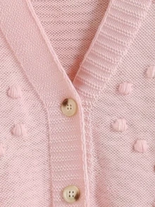 SHEIN Vintaside Kids 女童秋冬時尚極簡特製針織長袖開襟毛衣 - 粉色 - 查看 6