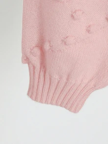 SHEIN Vintaside Kids 女童秋冬時尚極簡特製針織長袖開襟毛衣 - 粉色 - 查看 4