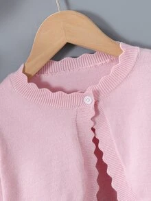 SHEIN Elladie kids Young Girl Fashion Sweet Button Long Sleeve Knit Cardigan Autumn Fall - Pink - View 5