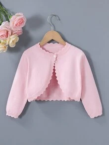 SHEIN Elladie kids Young Girl Fashion Sweet Button Long Sleeve Knit Cardigan Autumn Fall - Pink - View 6